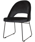Saffron Chair With Black Sled Base And Regis Charcoal Fabric, Viewed From Front Angle