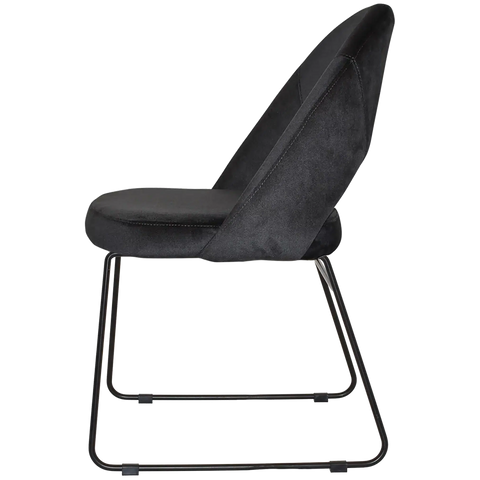 Saffron Chair With Black Sled Base And Regis Charcoal Fabric, Viewed From Side