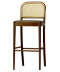 Sienna Bar Stool Walnut With Warwick Eastwood Bison Seat Pad, Viewed From Front Angle