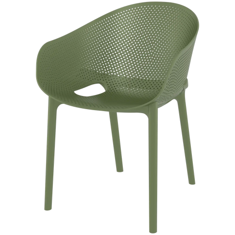 Sky Pro Armchair By Siesta In Olive Green, Viewed From Angle In Front