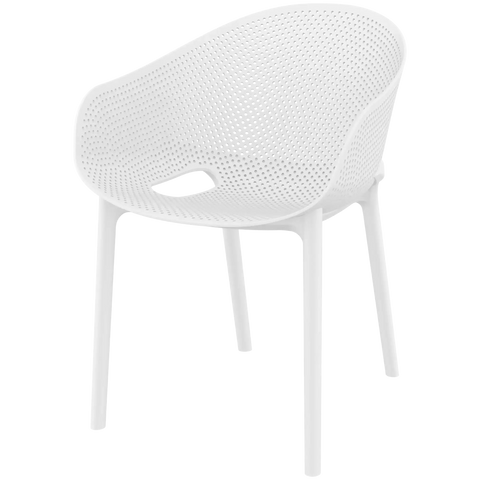 Sky Pro Armchair By Siesta In White, Viewed From Angle In Front