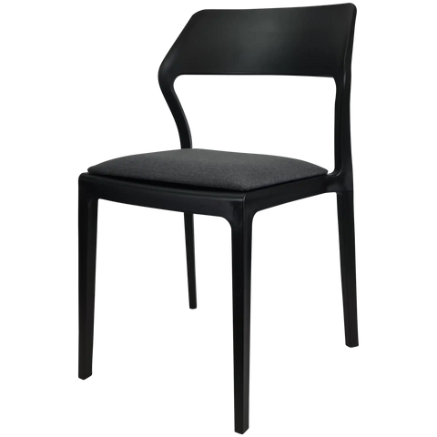 Snow Chair By Siesta In Black With Anthracite Seat Pad, Viewed From Angle