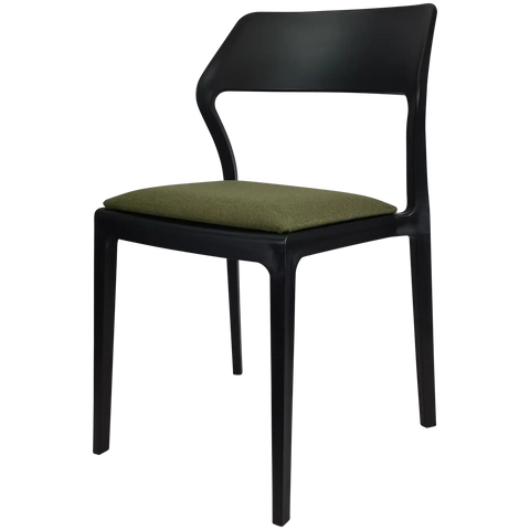 Snow Chair By Siesta In Black With Olive Green Seat Pad, Viewed From Angle