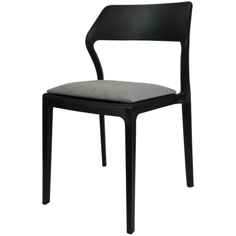 Snow Chair By Siesta In Black With Taupe Seat Pad, Viewed From Angle
