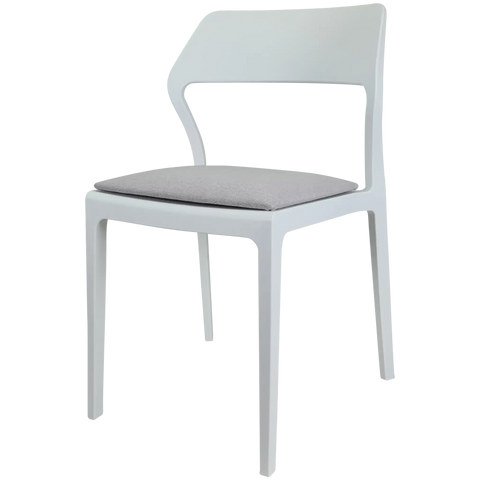 Snow Chair By Siesta In White With Light Grey Seat Pad, Viewed From Angle