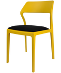 Snow Chair By Siesta In Yellow With Black Seat Pad, Viewed From Angle