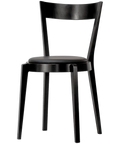 Spire Chair By Paged Black Frame With Black Vinyl Seat, Viewed From Angle In Front