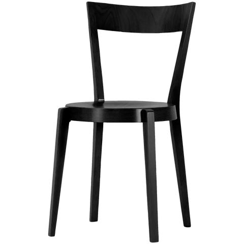 Spire Chair By Paged Black Frame With Wood Seat, Viewed From Front Angle