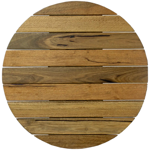 Spotted Gum Slatted Table Top 800 Dia Round Custom Australian Timber, Viewed From Above