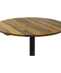 Spotted Gum Slatted Table Top 800 Dia Round Custom Australian Timber, Viewed From Angle In Front