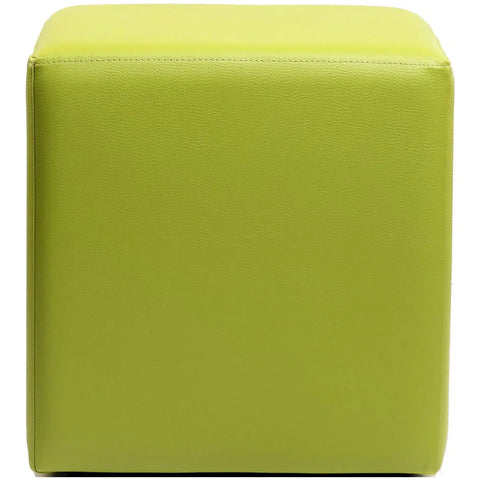 Square Ottoman In Green Vinyl, Viewed From Front