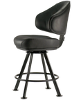 Stirling Gaming Stool Black Vinyl Seat with Black Frame, Viewed From Side