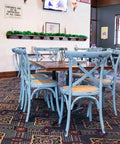 Blue Monique Side Chairs In Dining Area At The Gully Public House & Garden