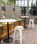 Carlita Table Base With Melamine Table Tops And Jett And Titus Stools At The Gully Public House & Garden