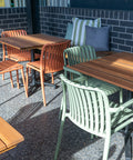 Close view of outdoor table and chairs at The Hope Inn.
