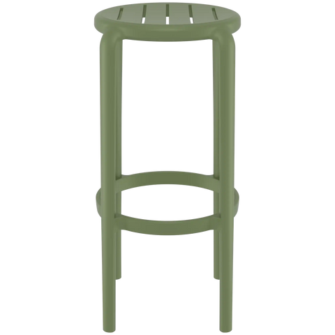 Tom Bar Stool By Siesta Olive Green, Viewed From Front