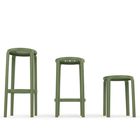 Tom Stool Collection By Siesta In Olive Green Viewed From From Side