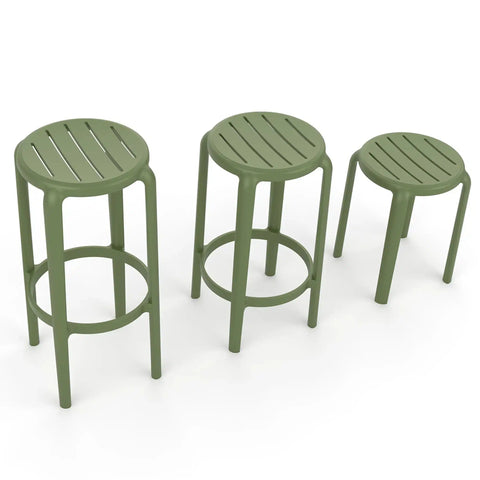 Tom Stool Collection By Siesta In Olive Green Viewed From Front