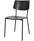 Venice Chair With Black Frame And Black Timber Seat And Backrest, Viewed From Angle In Front