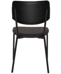 Venice Dining Chair With Black Metal Frame And Black Vinyl Seat And Backrest, Viewed From Back