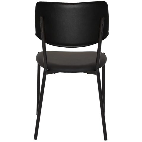 Venice Dining Chair With Black Metal Frame And Black Vinyl Seat And Backrest, Viewed From Back