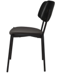 Venice Dining Chair With Black Metal Frame And Black Vinyl Seat And Backrest, Viewed From Side