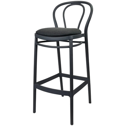 Victor Bar Stool By Siesta In Anthracite With Anthracite Seat Pad, Viewed From Angle