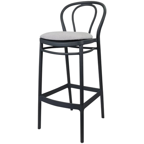 Victor Bar Stool By Siesta In Anthracite With Light Grey Seat Pad, Viewed From Angle