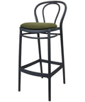 Victor Bar Stool By Siesta In Anthracite With Olive Green Seat Pad, Viewed From Angle
