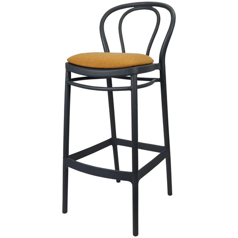 Victor Bar Stool By Siesta In Anthracite With Orange Seat Pad, Viewed From Angle