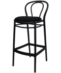 Victor Bar Stool By Siesta In Black With Black Seat Pad, Viewed From Angle