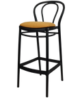 Victor Bar Stool By Siesta In Black With Orange Seat Pad, Viewed From Angle