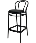 Victor Bar Stool By Siesta In Black With Vinyl Seat Pad, Viewed From Angle