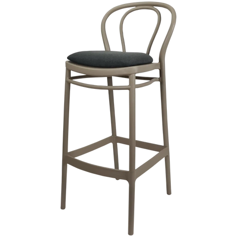 Victor Bar Stool By Siesta In Taupe With Anthracite Seat Pad, Viewed From Angle