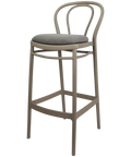 Victor Bar Stool By Siesta In Taupe With Taupe Seat Pad, Viewed From Angle