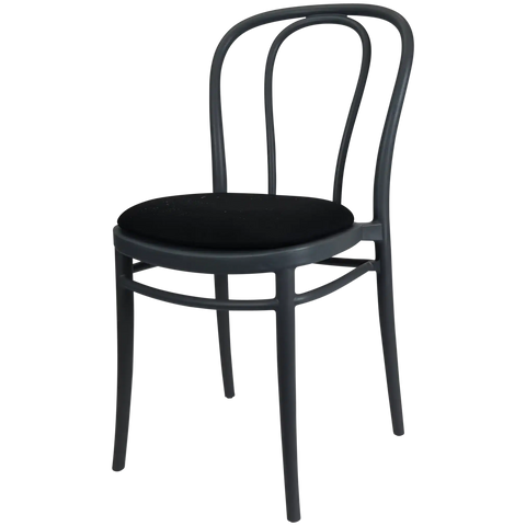 Victor Chair By Siesta In Anthracite With Black Seat Pad, Viewed From Angle