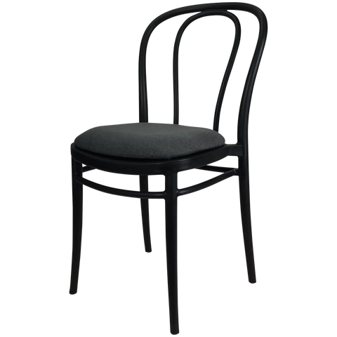 Victor Chair By Siesta In Black With Anthracite Seat Pad, Viewed From Angle