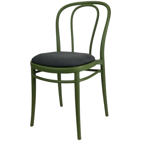 Victor Chair By Siesta In Olive Green With Anthracite Seat Pad, Viewed From Angle