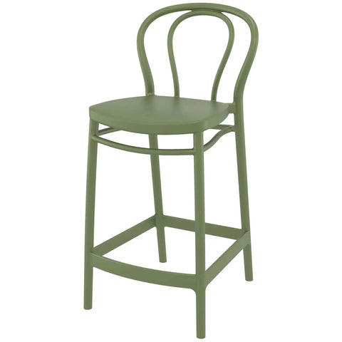 Victor Counter Stool By Siesta In Olive Green, Viewed From Angle In Front