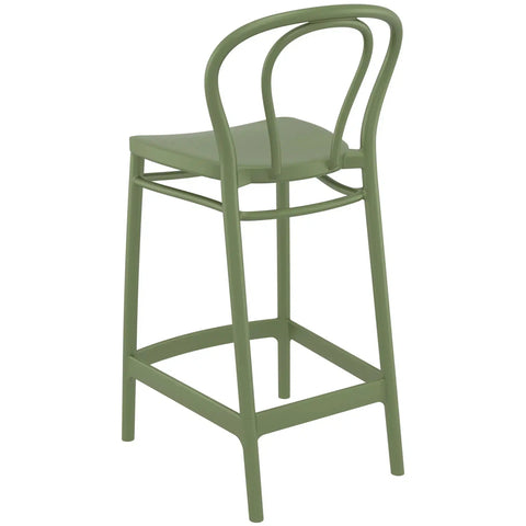 Victor Counter Stool By Siesta In Olive Green, Viewed From Behind On Angle