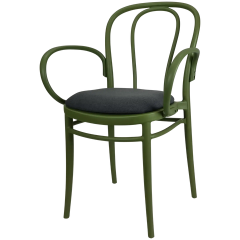 Victor XL Armchair By Siesta In Olive Green With Anthracite Seat Pad, Viewed From Angle