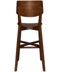 Vinnix Bar Stool With Light Walnut Timber Frame And Veneer Seat, Viewed From Back