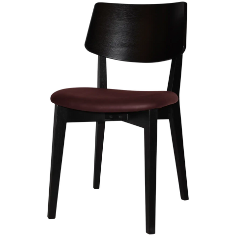 Vinnix Chair With Black Timber Frame And Custom Upholstered Seat, Viewed From Angle In Front