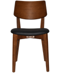 Vinnix Chair With Light Walnut Timber Frame And Black Vinyl Upholstered Seat, Viewed From Front