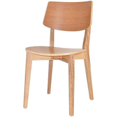 Vinnix Dining Chair With Natural Timber Frame Seat And Backrest, Viewed From Angle In Front