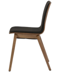 Vogue Side Chair In Walnut With Black Vinyl Cushion, Viewed From Side