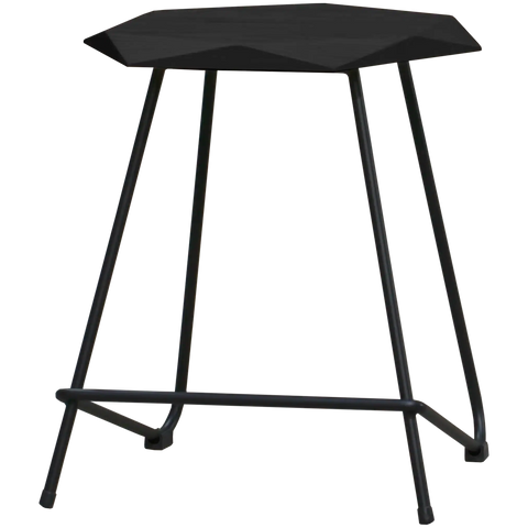Weston Low Stool With Black Seat, Viewed From Angle In Front