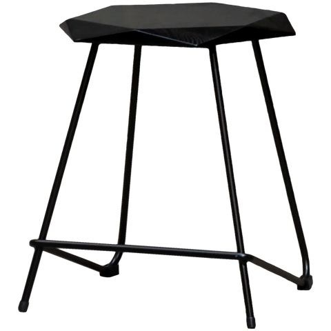 Weston Low Stool With Black Seat, Viewed From Front Angle