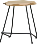 Weston Low Stool With Natural Seat, Viewed From Angle In Front