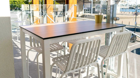 White Primavera Bar Stools At The Lighthouse Wharf Hotel